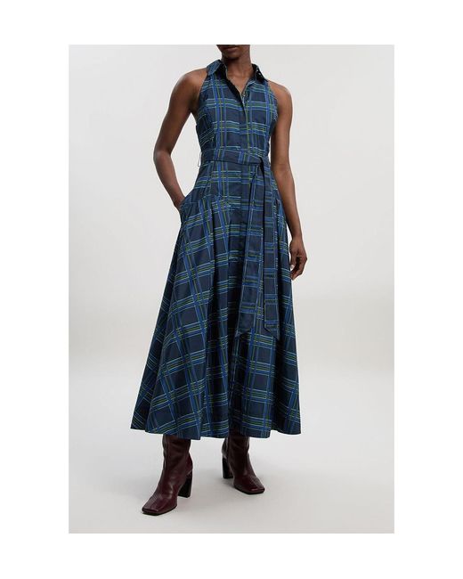 karen millen blue shirt dress Karen Millen Denim Button Front Sleeved Shirt Dress in Mid Blue