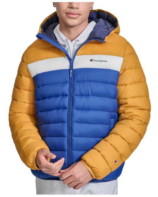 Champion Blue Performance Quilted Hooded Jacket for men