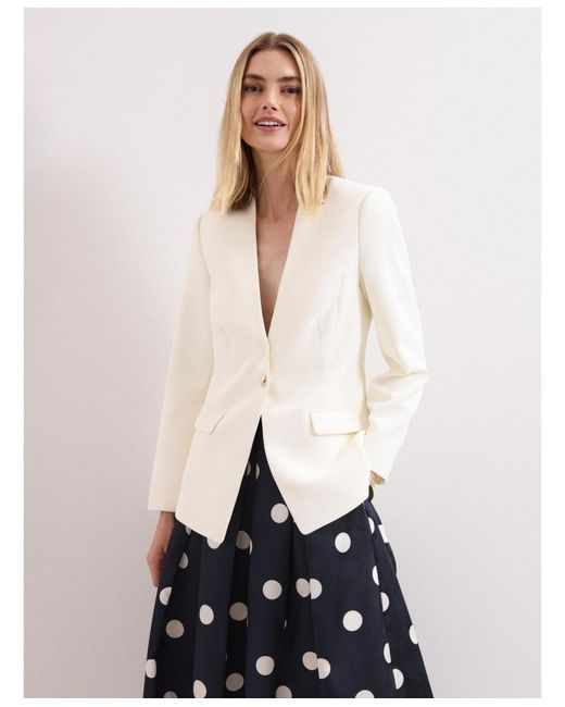 Phase Eight White Single Button Twill Blazer
