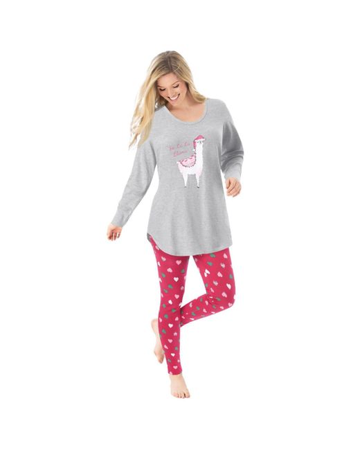 Dreams & Co. White Plus Size 2-piece Pj legging Set
