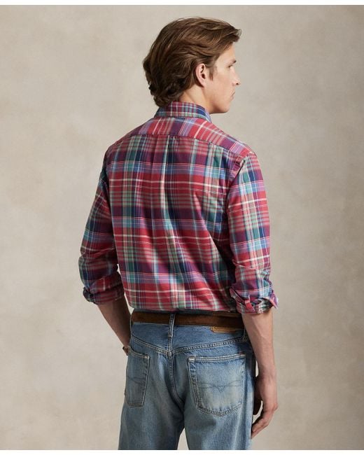 Polo Ralph Lauren Red Classic-fit Plaid Oxford Shirt for men