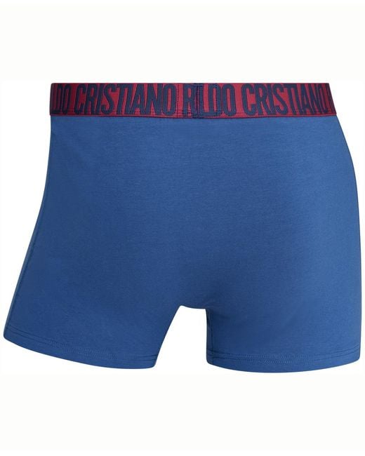 Cr7 Blue Cotton Blend Trunks for men