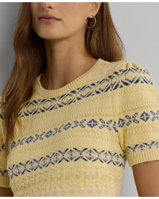 Lauren by Ralph Lauren Natural Fair Isle Puff-sleeve Sweater