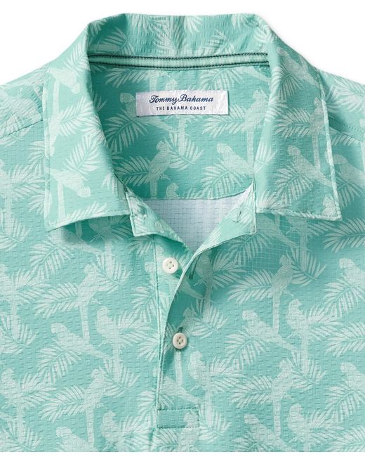 Tommy Bahama Blue Bahama Coast Parrot Paradise Islandzone Moisture-wicking Printed Polo Shirt for men