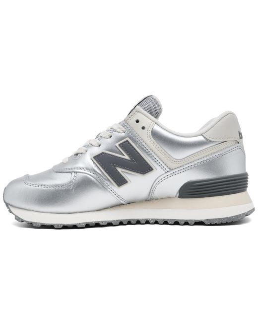 New Balance White 574 Metallic Casual Sneakers From Finish Line