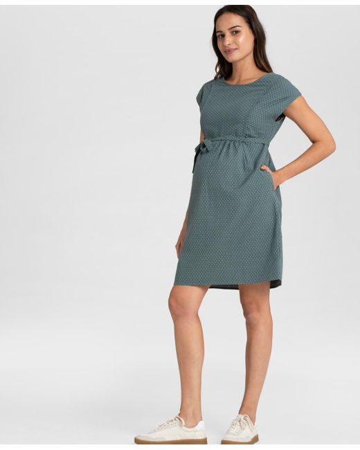 Seraphine Blue Cotton Button Back Maternity And Nursing Dress