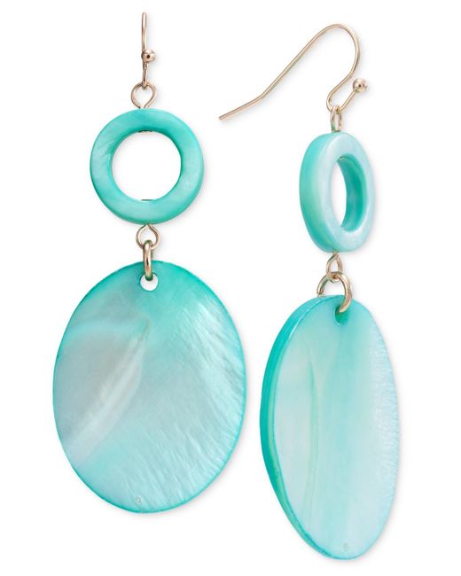 Style & Co. Blue Gold-tone Rivershell Statement Earrings