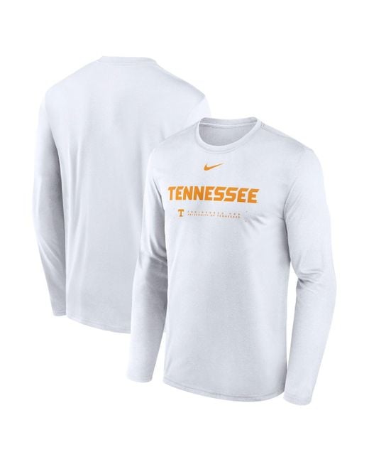 Nike White Tennessee Volunteers 2025 Courtside Basketball Shootaround Legend Dri-fit Long Sleeve T-shirt for men