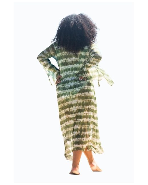 FASHION-SZN CURVE Blue Curve Tie Dye Ruffle Resort Kaftan