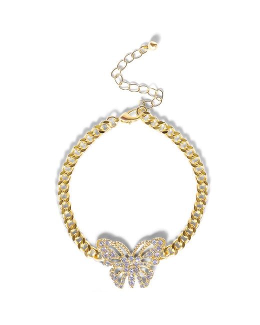 Jessica Simpson Metallic Butterfly Charm Chain Bracelet