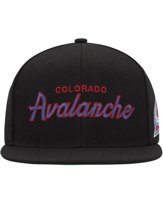 Mitchell & Ness Black Colorado Avalanche Core Team Script 2.0 Snapback Hat for men