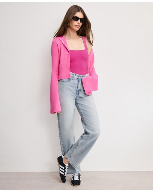 GOOD AMERICAN Pink Scuba Modern Tank Bodysuit