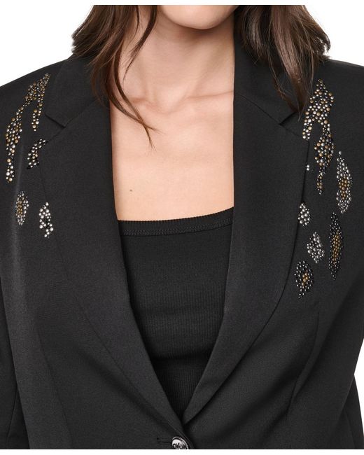 DKNY Black Collared & Two-button Jacket
