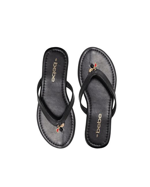Bebe Black S Flat Sandals