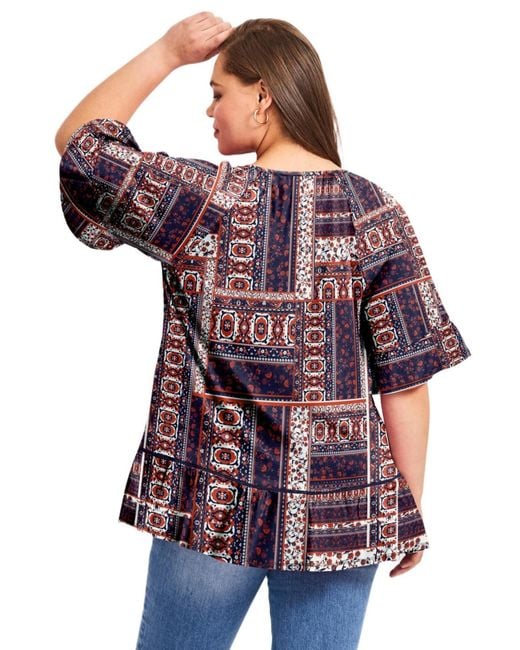 Avenue Red Flutter Sleeve Top