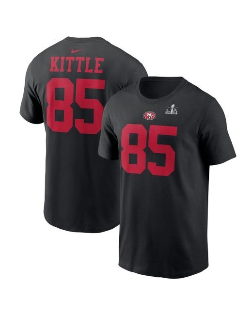 Nike Black George Kittle San Francisco 49ers Super Bowl Lviii Patch Player Name And Number T-shirt for men
