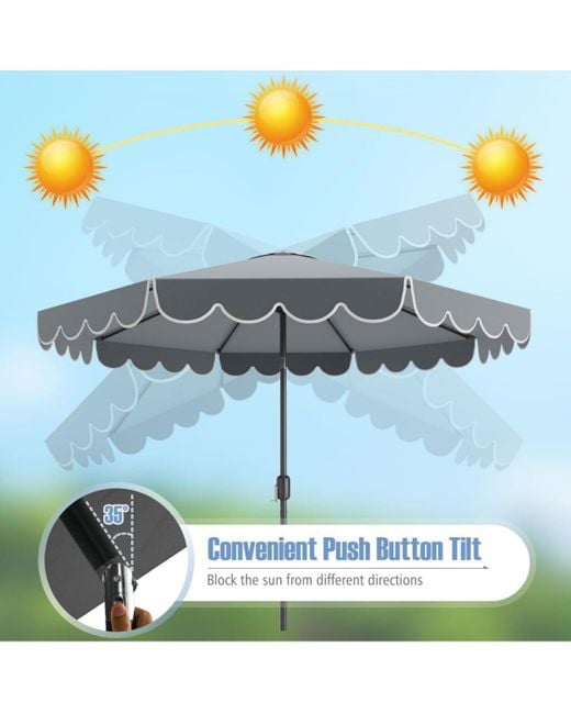 Mecale Gray 10 Feet Patio Umbrella Outdoor Market Umbrella