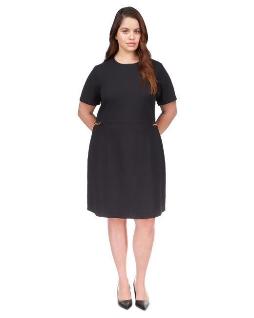 Michael Kors Black Michael Plus Size Chain-trim Short-sleeve Dress
