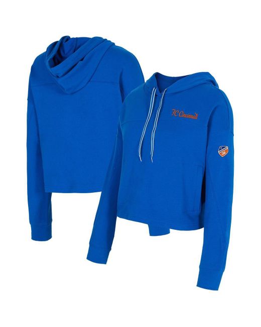 Concepts Sport Blue Fc Cincinnati Elevation Tri-blend Long Sleeve Pullover Hoodie