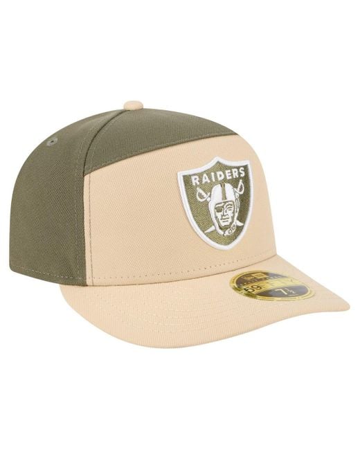 KTZ Natural Â Light Beige/olive Las Vegas Raiders Two-tone Color Pack Split Panel 59fifty Fitted Hat for men