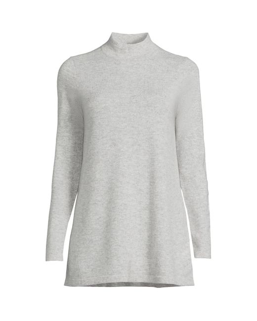Lands' End Gray Cashmere Mock Neck Swing Tunic Sweater