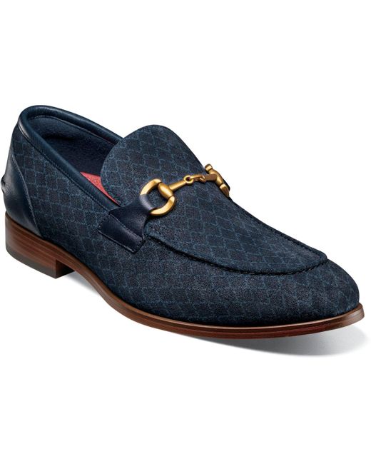 Stacy Adams Blue Brinkley Moc Toe Metal Bit Slip On Shoe for men