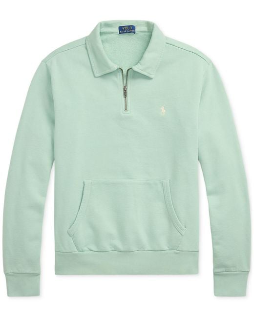 Polo Ralph Lauren Green Loopback Fleece Quarter-zip Sweatshirt for men