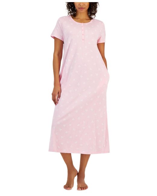 Charter Club Pink Cotton Printed Nightgown