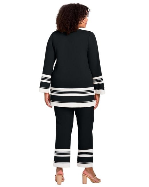 Avenue Black Plus Size Border Stripe Tunic