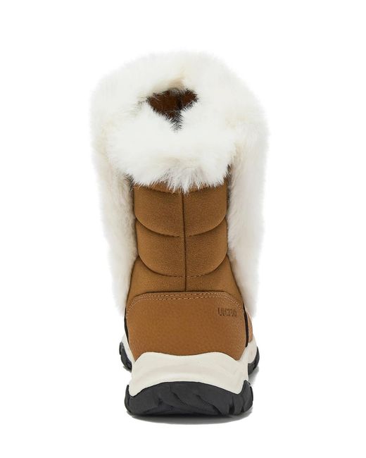 Lands' End Brown Wide Width Expedition Faux Fur Waterproof Puffer Snow Boots