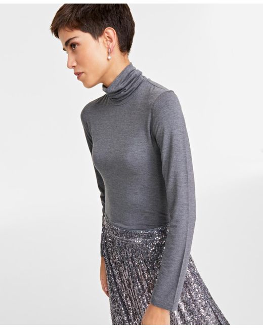 On 34th Gray Modal Long Sleeve Turtleneck