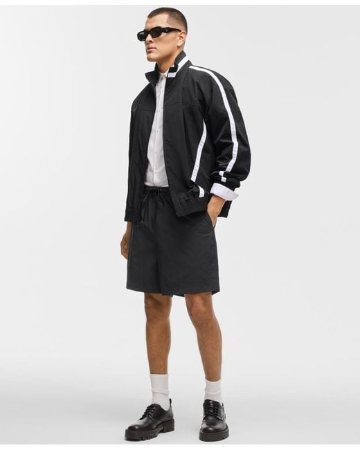 Mode Of One Black Solid Ripstop Shorts for men