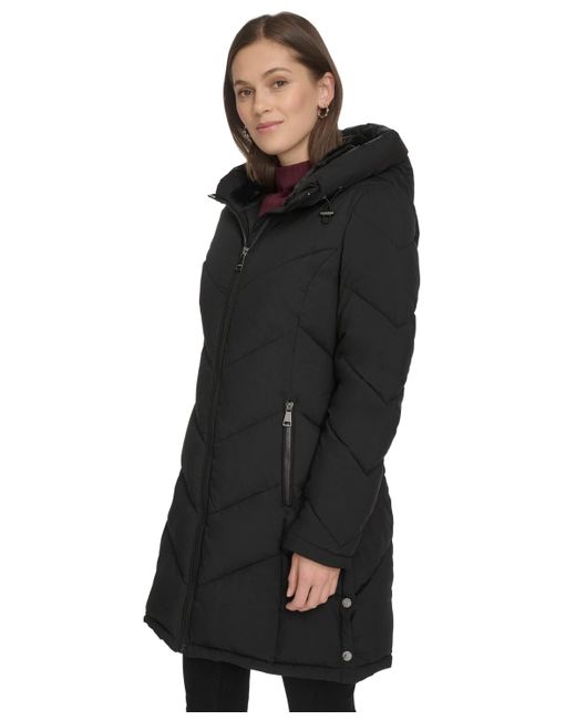 Calvin Klein Black Lined Hooded Puffer Coat