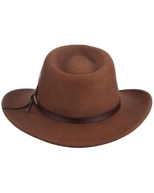 Scala Brown Crushable Felt Outback Hat for men