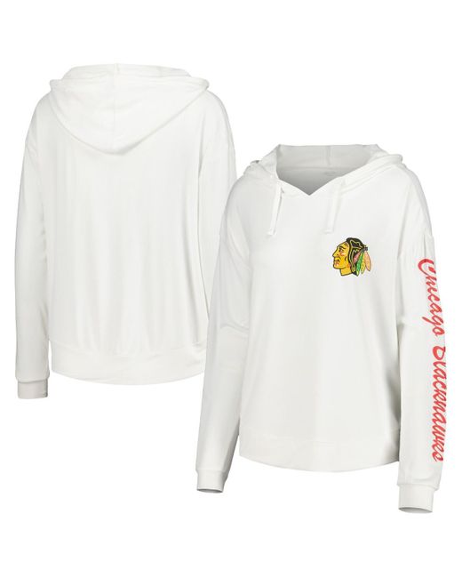 Concepts Sport White Chicago Blackhawks Accord Hacci Long Sleeve Hoodie Top