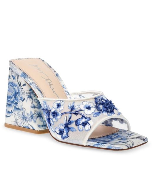 Betsey Johnson Blue Roo Embroidered Evening Mules