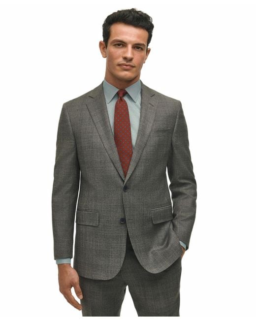 Brooks Brothers Gray Classic-fit Wool-blend Suit Jacket for men