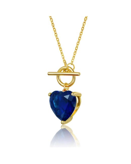 Genevive Jewelry Blue Sterling Silver 14k Gold Plated Necklace