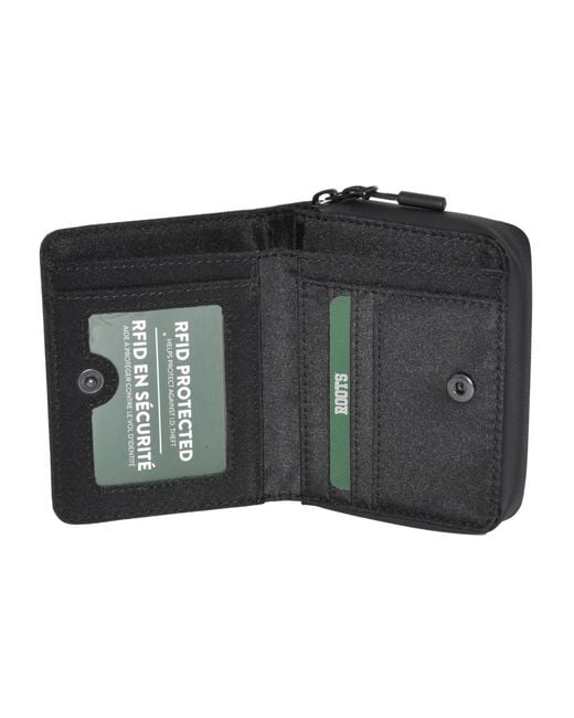 ROOTS Black Compact Zip Around Snap Wallet for men