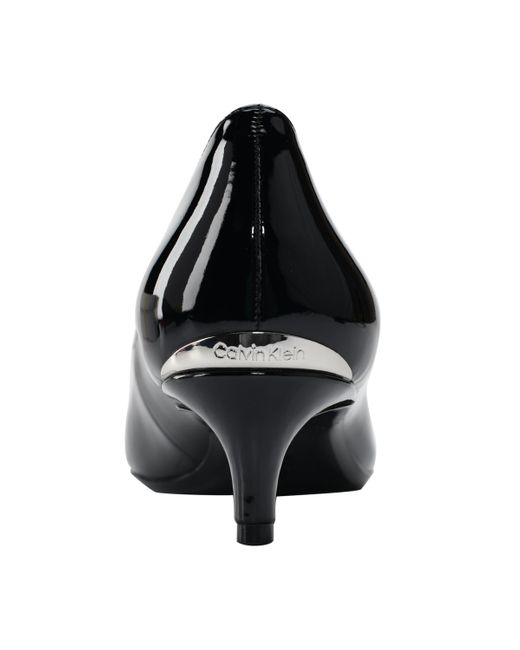 Calvin Klein Black Gabrianna Pointed Toe Kitten Heel Pumps