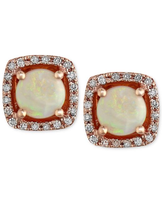 Effy Pink Opal (3/4 Ct. T.w.) And Diamond (1/8 Ct. T.w.) Stud Earrings In 14k Rose Gold