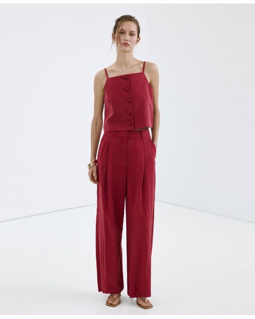 Mango Red Lyocell Button Top