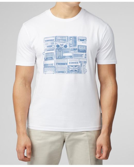 Ben Sherman White Radio Stack Short Sleeve T-shirt for men