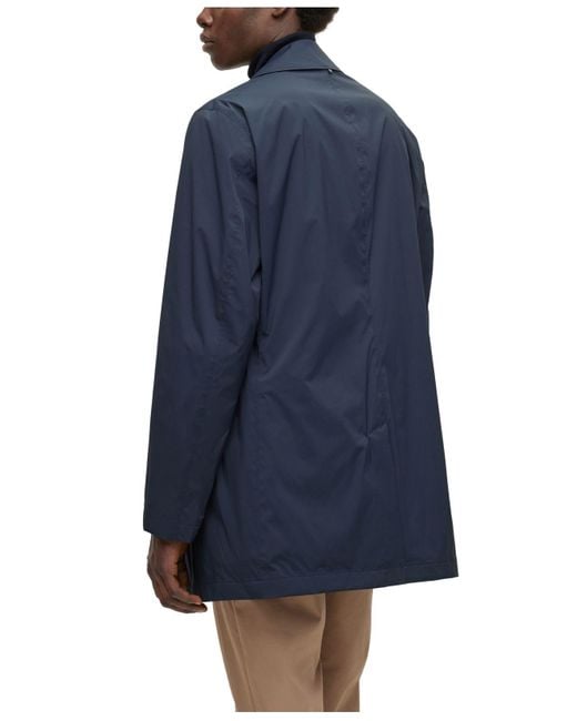BOSS by HUGO BOSS Performance Regular-fit Water-repellent Stretch Coat in  Blue for Men | Lyst