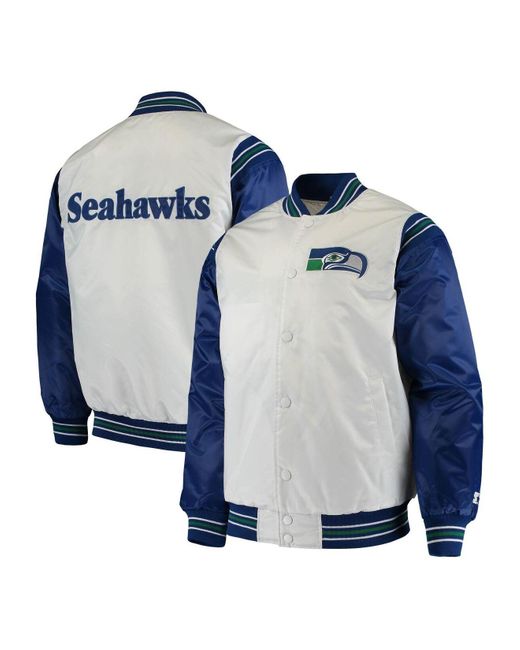 Starter White And Royal Seattle Seahawks Historic Logo Renegade Satin