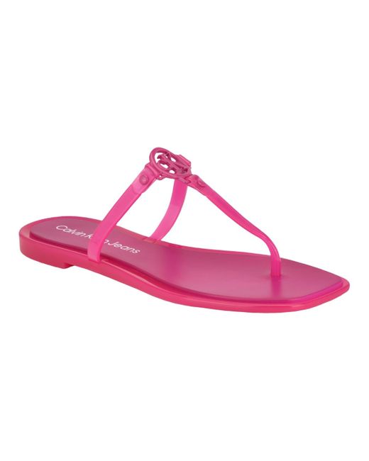 Calvin Klein Pink Edhen Open-toe Jelly Thong Sandals