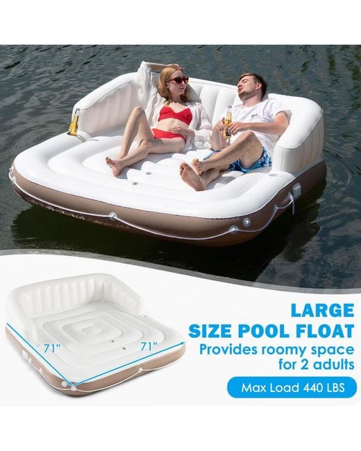 SUGIFT Gray Inflatable Pool Float Lounge Swimming Raft