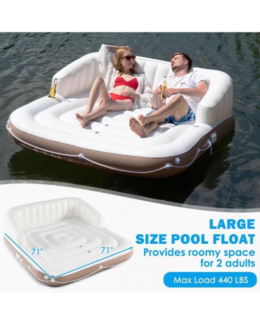SUGIFT Gray Inflatable Pool Float Lounge Swimming Raft