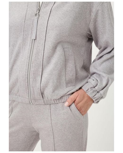 Olsen Gray Collarless Zip Front Jersey Jacket
