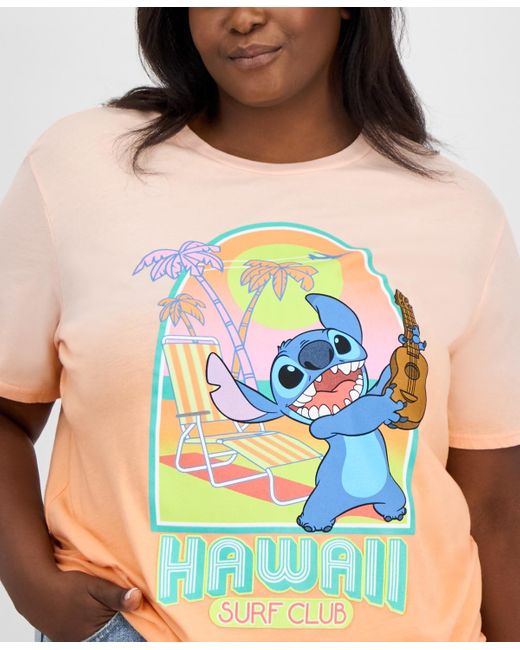 Hybrid Blue Trendy Plus Size Crewneck Stitch Surf Graphic